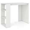 White computer desk with side open bookshelf, perfect for small spaces, ideal for study or living room organization.