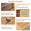 Modern TV stand featuring natural bamboo, rattan sliding doors, and a cable management hole for organized storage.