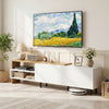 Modern white TV stand for 80 inches TVs featuring storage shelves and cabinets, styled in a contemporary living room.