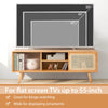 Modern TV stand with rattan sliding doors, natural bamboo finish, adjustable shelf, ideal for TVs up to 55 inches.