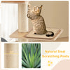 Sisal scratching post detail with natural texture, part of a modern tall cat tower for feline entertainment and.