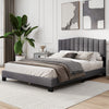 Queen size modern upholstered bed frame with adjustable tufted headboard, featuring a sleek design and sturdy support.