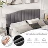 Queen size modern upholstered bed frame with adjustable tufted headboard in breathable linen for comfortable support.