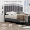Queen size modern upholstered bed frame with adjustable tufted headboard, designed for 10"-14" mattresses, no box.