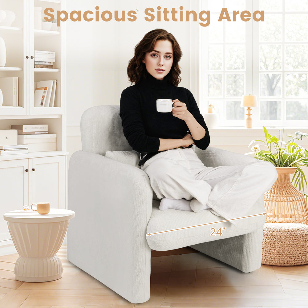 Modern upholstered chenille accent chair with a spacious 24" sitting area, removable lumbar pillow, perfect for any.