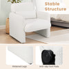 Modern upholstered chenille accent chair in white with widened legs and anti-slip foot pads, ideal for living room.