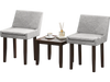 Gray upholstered side leisure chair set of 2 with solid rubber wood legs, perfect for living or dining room use.