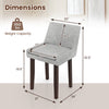 Gray upholstered leisure chair dimensions with solid rubber wood legs, ideal for modern living or dining rooms.