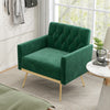 Modern Velvet Accent Chair with Button Tufted Back Golden Metal Legs and Adjustable Foot Pads-Turquoise - Gallery View 1 of 11