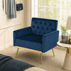 Modern Velvet Upholstered Accent Chair with Button-Tufted Back and Adjustable Feet-Blue - Gallery View 1 of 8