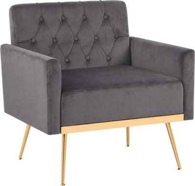 Costway Velvet Upholstered Accent Chair Button-Tufted Adjustable Feet 33723622 New