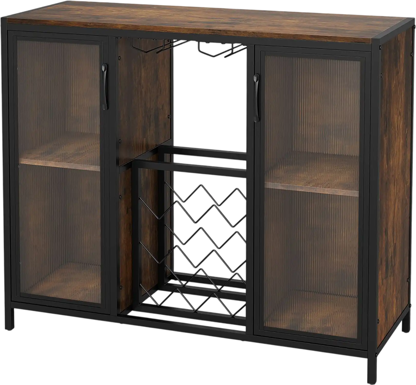 Costway Modern Wine Cabinet LED Lights Remote Wine Rack 38962498 New