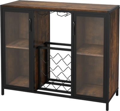 Costway Modern Wine Cabinet LED Lights Remote Wine Rack 38962498 New