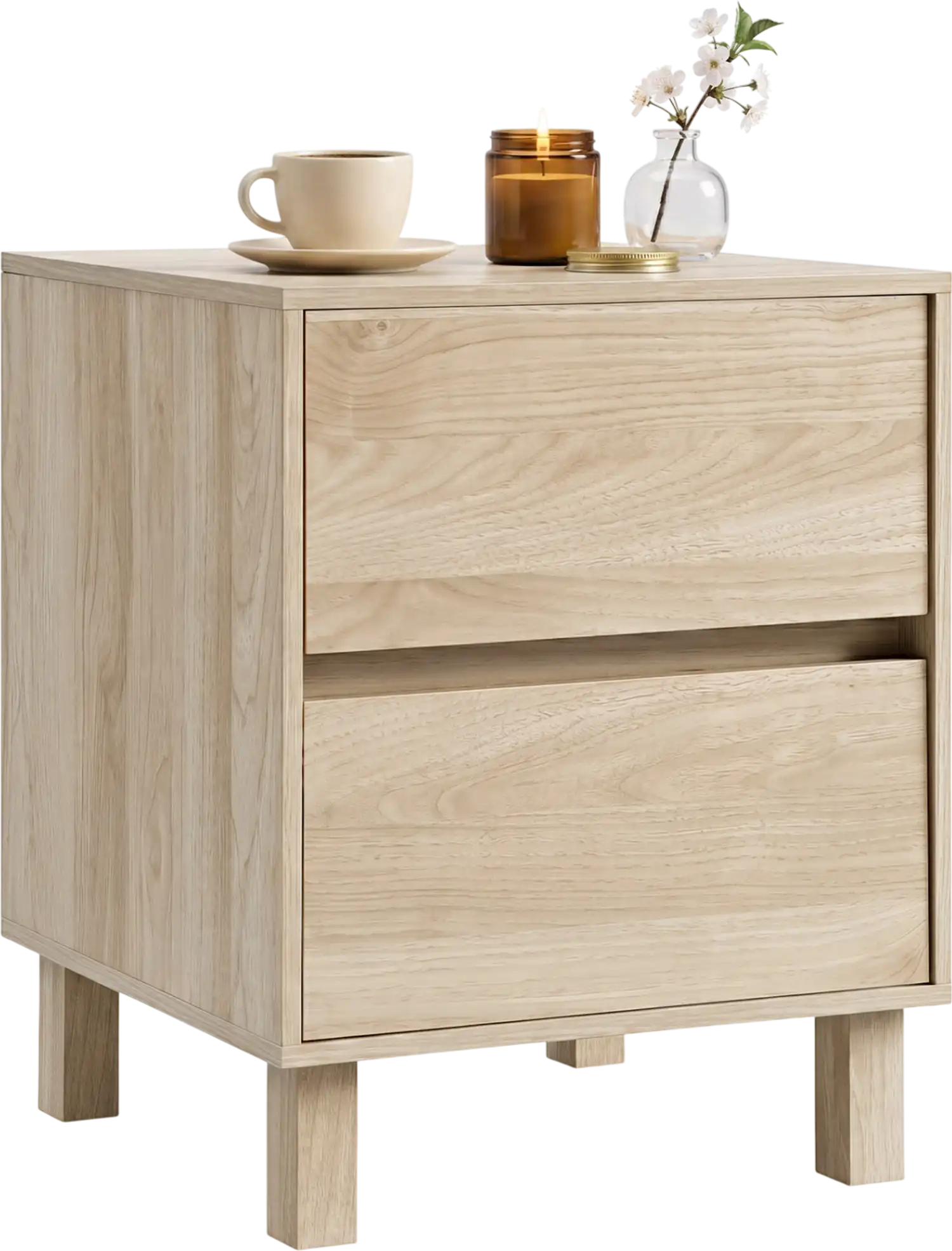 Costway Modern Wooden End Table 2 Storage Drawers 67510855 New