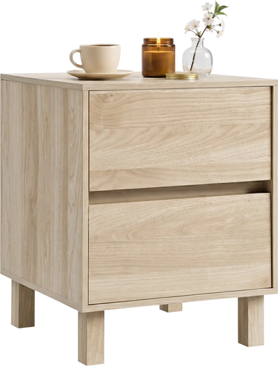 Costway Modern Wooden End Table 2 Storage Drawers 67510855 New