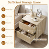 Modern wooden end table with spacious tabletop and 2 storage drawers, perfect for minimalist home decor and.