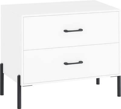 Costway Modern Wooden 2-Drawer Nightstand with Metal Legs 14396070 New