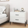 Stylish modern nightstand with two spacious drawers and metal legs, designed for easy access and efficient storage in.