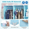 Modular baby wardrobe in blue features 13 cubes, hanging rod, and shelves, made of child-safe PP material for easy organization.