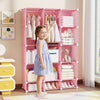 Modular Baby Wardrobe with 13 Cubes and Hanging Rod and Shelves Stackable-Pink - Gallery View 1 of 10