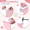 Easy installation steps for the pink modular baby wardrobe with 10 cubes and hanging rod, requiring no tools.