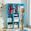 Modular Baby Wardrobe with 10 Cubes & Hanging Rod and Shelves Stackable-Blue - Gallery View 1 of 10