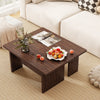 L-shaped modular coffee table set in walnut finish, perfect for small spaces, featuring rounded corners and protective.