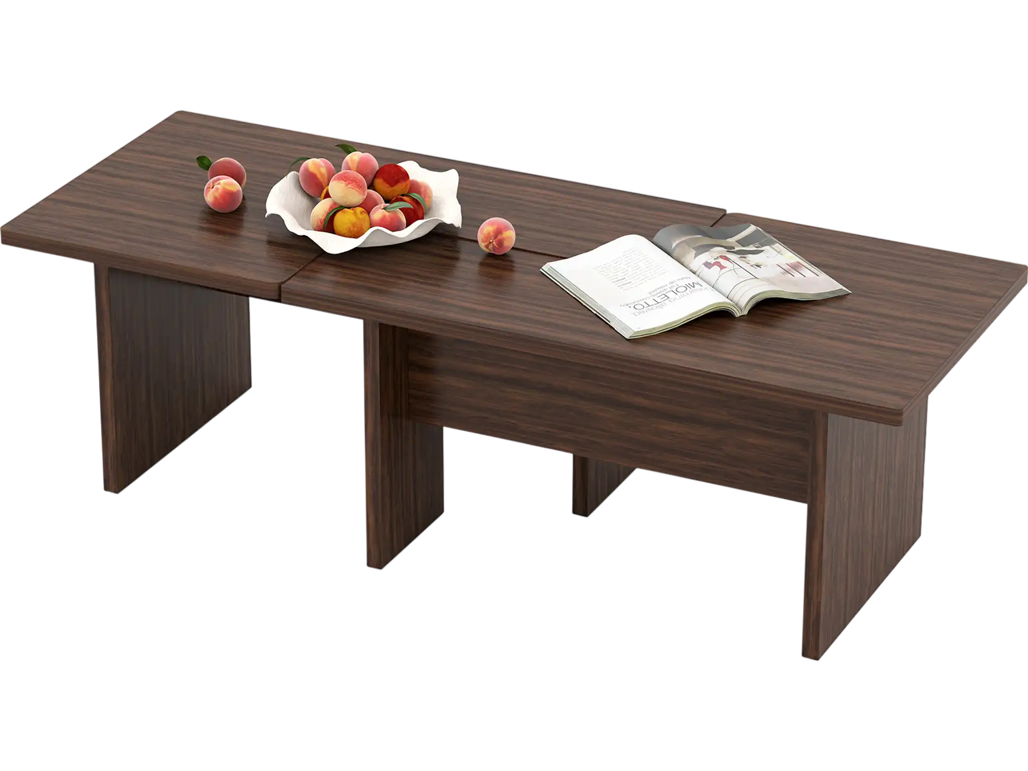 Costway Modular L-Shaped Coffee Table Set of 2 for Small Spaces 43423832 New