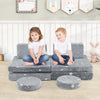 Modular kids play couch set in gray, featuring glow-in-the-dark stars, ideal for lounging and imaginative play.