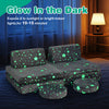 Modular kids play couch set in gray with glow-in-the-dark stars, perfect for lounging and imaginative play.