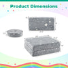 Modular kids play couch set in gray with star patterns, featuring dimensions for versatile use as a couch or climbing.