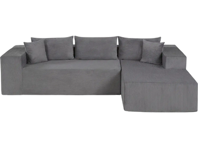 Costway Modular L-Shaped Corduroy Sectional Sofa Deep Seats 83403305 New