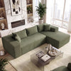 Modular Sectional Sofa Corduroy Upholstered L-shaped Sofa Couch with Deep Seats-Green - Gallery View 1 of 11