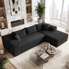 Modular Sectional Sofa Corduroy Upholstered L-shaped Sofa Couch with Deep Seats-Black - Gallery View 1 of 11