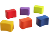 Colorful modular stool set for kids, featuring six butterfly stools in red, yellow, purple, and blue for versatile use.