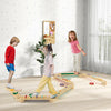 Montessori balance beam set with wooden stepping stones, promoting motor skills and imaginative play for kids.