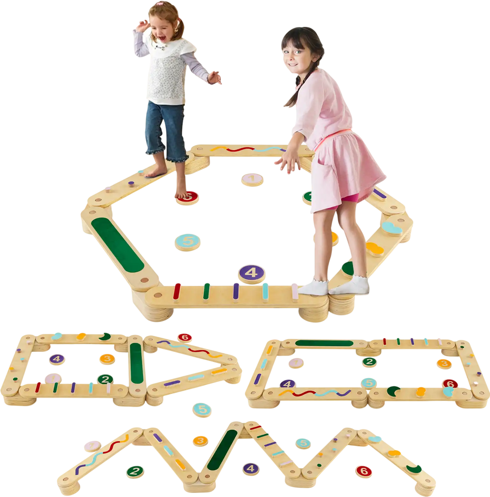 Montessori Balance Beam Set Wooden Balance Boards with Stepping Stones