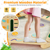 Montessori balance beam set featuring wooden stepping stones, designed for safe play and motor skill development.