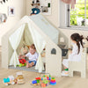 Montessori style indoor playhouse with storage bin, featuring a blackboard and ergonomic chair for toddlers aged 2-6.