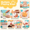 Wooden baby walker with adjustable heights, smooth wheels, and cake-themed design for safe and fun learning to walk.