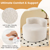 Moon-shaped floor single sofa chair in beige with soft teddy fleece, featuring a curved backrest for ultimate comfort.