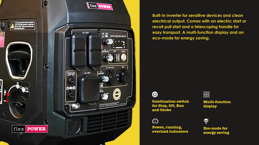 RVMP Flex Power® 4500ies | 4500 Watt Silent Inverter Portable Generator with Easy Start Button