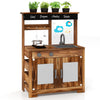 Mud kitchen made of natural fir wood with removable sink, faucet, and 4 planting pots for imaginative outdoor play.