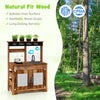 Mud kitchen made of natural fir wood with removable sink, 4 planting pots, and blackboard for creative play.