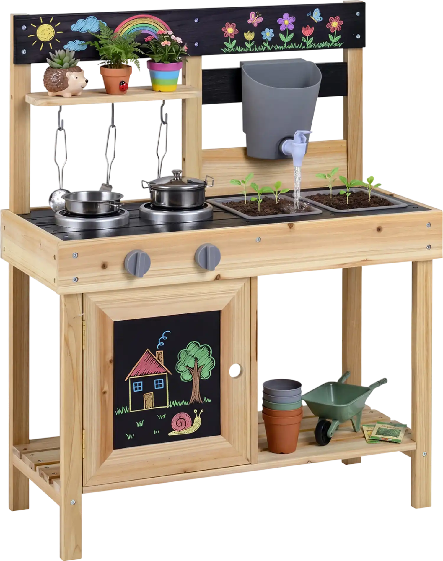 Costway Kids Outdoor Mud Kitchen Playset 2 Removable Sinks 71928365 New