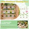 Mud kitchen playset featuring 12 removable planter pots and a transparent observation room for gardening fun.