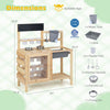 Mud kitchen playset with sink, stainless steel kitchenware, and 12 planter pots for outdoor fun and gardening.