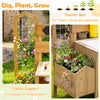 Mud kitchen for kids featuring a planter box, trellis support for climbing plants, and two simulated stoves for imaginative play.