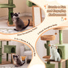 Multi-level cactus cat tree in green featuring sisal scratching posts, plush perches, and cozy condos for playful cats.