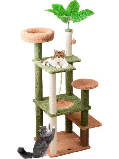 Costway Multilevel Cat Tree Scratching Posts Plush Perch Toy Bed Green 46827193 New
